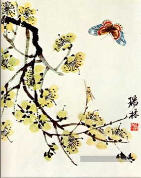  vieux - Qi Baishi papillon et floraison plu vieux Chine encre
